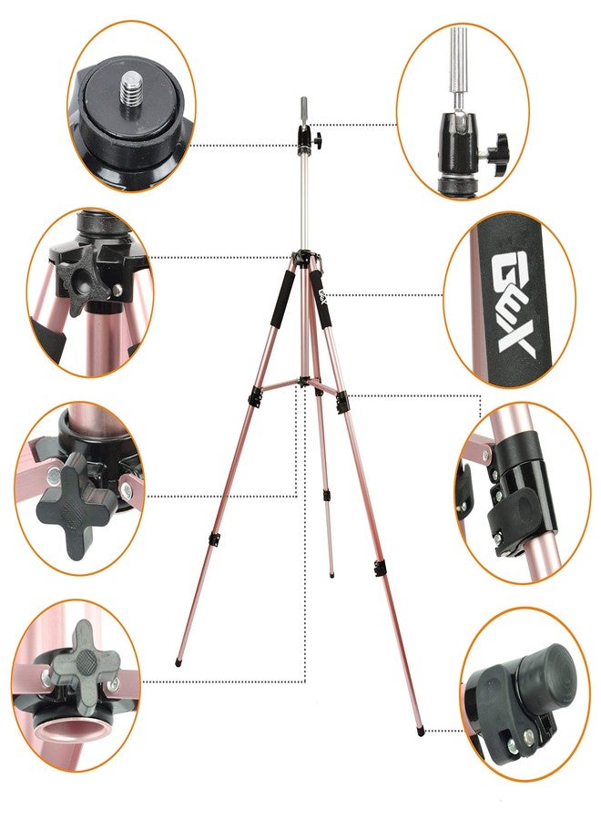 GEXWORLDWIDE GEX 63" Heavy Duty Mannequin Tripod Stand Wig Stand for Wig Mannequin Head Training Doll Manikin Head for Cosmetology Hairdressing with Travel Bag (Rose Gold) - Image 3